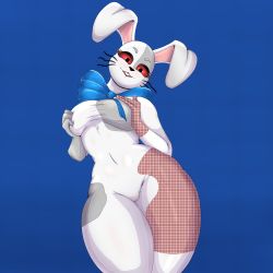 Rule 34 | 1girl, absurdres, animal costume, artist request, grabbing another&#039;s breast, breasts, cameltoe, curvy, female focus, five nights at freddy&#039;s, five nights at freddy&#039;s: security breach, fur suit, grabbing, grabbing own breast, highres, large breasts, rabbit, rabbit costume, rabbit ears, rabbit tail, red eyes, simple background, skin tight, smile, vanny (fnaf), wide hips
