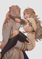 Rule 34 | 1boy, 1girl, absurdres, ahoge, armpits, bare shoulders, blonde hair, breasts, bridal gauntlets, circlet, commission, commissioner upload, feet, fire emblem, fire emblem fates, fire emblem heroes, hetero, highres, kiran (fire emblem), kiran (male) (fire emblem), large breasts, lipstick mark, long hair, nail polish, navel, nintendo, nipples, open mouth, ophelia (fire emblem), red nails, sex, shiro font, thighhighs
