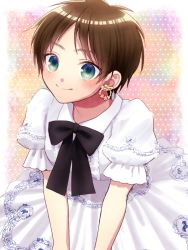 Rule 34 | 1boy, bad id, bad pixiv id, brown hair, crossdressing, earrings, eren yeager, green eyes, jewelry, male focus, raji (aranmax), shingeki no kyojin, solo