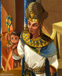 Rule 34 | 2boys, age difference, axis powers hetalia, beard, cape, civilization (series), civilization v, crossover, egypt (hetalia), egyptian, egyptian clothes, facial hair, hieroglyphs, male focus, manly, multiple boys, pharaoh, ramesses ii, scepter, sherry lai, staff, throne, aged down
