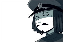 Rule 34 | 10s, 1boy, abyssal admiral (kancolle), abyssal ship, admiral (kancolle), admiral suwabe, beard, black hair, comic, facial hair, hat, k-suwabe, kantai collection, male focus, military, military uniform, mustache, naval uniform, pale skin, shaded face, silent comic, solo, sweat, uniform