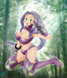 Rule 34 | 1girl, absurdres, ass, bikini, boots, bra, breasts, butterfly wings, butterfly wings gauntlets, digimon, digimon frontier, facial mark, fairimon, fairy, garter straps, gauntlets, gloves, green eyes, hair ornament, happy, highres, insect wings, kneeling, long boots, long hair, orimoto izumi, panties, purple bikini, purple bra, purple hair, purple panties, shoulder pads, smile, swimsuit, underwear, v, very long hair, wings