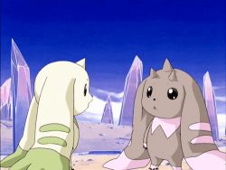 Rule 34 | animated, animated gif, creature, digimon, horns, looking at another, lopmon, lowres, no humans, single horn, terriermon