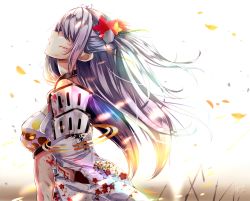 Rule 34 | 1girl, antenna hair, armor, bad id, bad pixiv id, bleeding, blood, blood on face, blood on clothes, breasts, dabadhi, damaged, flower, from side, hair flower, hair ornament, highres, japanese armor, japanese clothes, kimono, leaf, leaf print, long hair, maeda kanazawa (oshiro project), maple leaf print, medium breasts, open mouth, oshiro project:re, purple hair, shoulder armor, signature, sode, torn clothes, torn kimono, two side up, very long hair, white kimono, wind