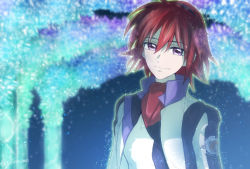 Rule 34 | 10s, 1girl, bad id, bad pixiv id, canon memphis, crystal, fading, glowing, hairband, jacket, light particles, long sleeves, purple eyes, red hair, short hair, smile, solo, soukyuu no fafner, spoilers, wae