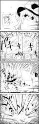 Rule 34 | 4koma, bow, cirno, comic, commentary request, emphasis lines, energy ball, explosion, gleam, greyscale, hair between eyes, hair bow, hat, hat bow, highres, ice, ice wings, kirisame marisa, long hair, monochrome, reflection, shaded face, shards, short hair, smile, tani takeshi, touhou, translation request, turning head, wings, witch hat, yukkuri shiteitte ne