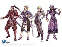 Rule 34 | 2boys, 2girls, armor, arrow (projectile), bow (weapon), crescent, crescent (valkyrie profile), dyn, high heels, hood, long hair, lydia (valkyrie profile), multiple boys, multiple girls, shoes, shoulder pads, sword, valkyrie profile (series), valkyrie profile 2: silmeria, weapon, woltar, yamashita shun&#039;ya