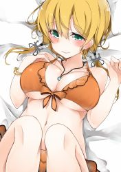 Rule 34 | 10s, 1girl, anchor hair ornament, bikini, blonde hair, blush, breasts, cole (coleltu), female focus, hair ornament, jewelry, kantai collection, large breasts, long hair, necklace, prinz eugen (kancolle), solo, swimsuit, twintails
