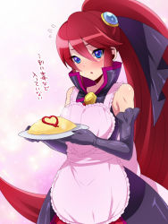 Rule 34 | 10s, 1girl, apron, bad id, bad pixiv id, black gloves, blue eyes, elbow gloves, food, gender request, genderswap, gloves, hair ornament, hair ribbon, happinesscharge precure!, long hair, looking at viewer, magical girl, male focus, mogiki hayami, omelet, omurice, phantom (happinesscharge precure!), ponytail, precure, red hair, red skirt, ribbon, skirt, solo, sweatdrop, translation request, tray, unlovely (happinesscharge precure!), very long hair, wide ponytail