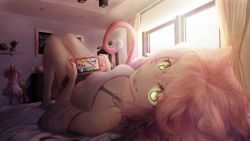 Rule 34 | 1girl, absurdres, animal ears, bed, bell, breasts, cat ears, cat tail, food, hair bell, hair ornament, highres, mad mew mew, magical girl, medium breasts, nintendo switch, pink hair, septunea, tail, twintails, undertale