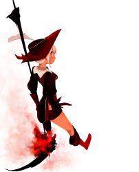 Rule 34 | 00s, 1girl, absurdres, armor, boots, female focus, final fantasy, final fantasy xi, hat, highres, hume, red eyes, red mage (final fantasy), scythe, short hair, solo, usu, white hair