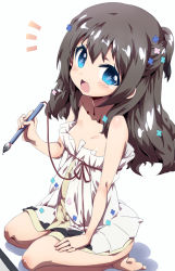 Rule 34 | + +, 10s, 1girl, blue eyes, breasts, brown hair, calligraphy brush, dress, fantasista doll, long hair, looking at viewer, open mouth, paintbrush, small breasts, smile, solo, suzuri (fantasista doll), tokyo (great akuta)