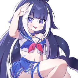 Rule 34 | 1girl, bikini, bikini under clothes, blue hair, cross (vgne4542), highres, indie virtual youtuber, long hair, purple eyes, shylily, shylily (1st costume), smile, solo, swimsuit, tail, virtual youtuber