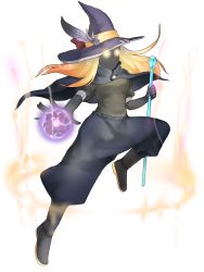 Rule 34 | 1girl, black mage (final fantasy), blonde hair, boots, cape, electricity, feathers, final fantasy, hat, highres, holding, kangda-nim, long hair, looking at viewer, magic, no mouth, original, puffy pants, simple background, solo, staff, wand, weapon, white background, witch hat, yellow eyes