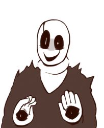 Rule 34 | 1boy, bald, black sclera, blush, colored sclera, commentary, extra eyes, male focus, mamaito, monochrome, simple background, smile, solo, surprised, undertale, w.d. gaster