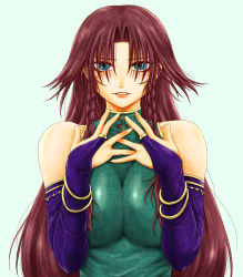 Rule 34 | 1girl, alternate costume, bare shoulders, blue eyes, bracelet, braid, breasts, breasts squeezed together, bridal gauntlets, china dress, chinese clothes, dress, female focus, green eyes, highres, hong meiling, jewelry, large breasts, ledjoker07, long hair, lots of jewelry, red hair, shiny clothes, shirt, solo, taut clothes, taut shirt, touhou, twin braids