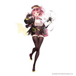 Rule 34 | 1girl, absurdres, bag, black jacket, bottle, bow, bowtie, breasts, camera, clipboard, commentary request, copyright notice, eyewear on head, full body, girls&#039; frontline, girls&#039; frontline neural cloud, hair ornament, handbag, hat, headset, highres, holding, holding camera, holding clipboard, hologram, id card, jacket, large breasts, looking at viewer, medium hair, official art, open mouth, paper, pink-tinted eyewear, pink bow, pink bowtie, red eyes, shanyao jiang tororo, shirt, sideboob, skirt, sleeveless, sleeveless shirt, smile, solo, thighhighs, tinted eyewear, water bottle, white background, white shirt, willow (neural cloud), zettai ryouiki