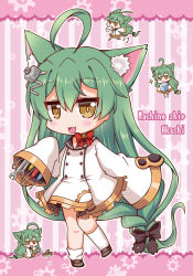 Rule 34 | 1girl, :3, :d, akashi (azur lane), animal ears, azur lane, bad id, bad pixiv id, bell, bow, braid, brown eyes, cat ears, character name, chibi, choker, commentary request, cube, drooling, green hair, hair bow, hair ornament, hair ribbon, hairpin, highres, letter, long hair, looking at viewer, low-braided long hair, low-tied long hair, mole, mole under eye, mouth hold, neck bell, noai nioshi, open mouth, ribbon, ribbon choker, screwdriver, single braid, sleeves past wrists, smile, solo, stargazy pie, wisdom cube (azur lane), wrench