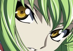 Rule 34 | 00s, absurdres, c.c., code geass, green hair, highres, portrait, solo, vector trace, yellow eyes
