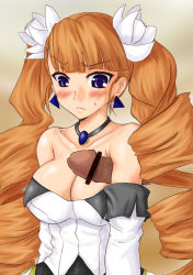 Rule 34 | aq interactive, arcana heart, armpit sex, atlus, blue eyes, blush, breasts, censored, cleavage, drill hair, earrings, examu, jewelry, penis, petra johanna lagerkvist, poko chin, twintails