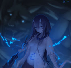 Rule 34 | 1girl, bandaged arm, bandages, bead necklace, beads, black hair, blue eyes, breasts, center opening, closed mouth, club (weapon), commentary request, hair between eyes, holding, holding weapon, horns, jewelry, kanabou, long hair, looking at viewer, machin, medium breasts, necklace, oni, oni horns, open clothes, open shirt, original, pale skin, red skirt, shirt, short sleeves, sidelocks, skirt, stomach, tattoo, translation request, upper body, weapon