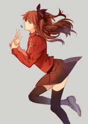Rule 34 | 1girl, absurdres, aokiku, black skirt, black thighhighs, blue eyes, brown hair, fate/stay night, fate (series), highres, long hair, long legs, simple background, sketch, skirt, solo, thighhighs, tohsaka rin, turtleneck, twintails, two side up, zettai ryouiki