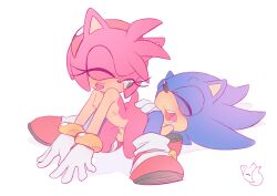 Rule 34 | 1boy, 1girl, ^ ^, absurdres, all fours, amy rose, animal ears, animal nose, arched back, artist logo, blue fur, blue hair, blush, body fur, boots, breasts, closed eyes, erection, full body, furry, furry female, furry male, furry with furry, gloves, green eyes, half-closed eye, hetero, highres, knee boots, long hair, looking at another, looking back, lying, nipples, nude, on back, one eye closed, open mouth, outstretched arms, penis, pink fur, pink hair, pussy juice, red footwear, reddish fox, sex, shoes, short hair, sidelocks, sideways mouth, simple background, small breasts, socks, sonic (series), sonic the hedgehog, spread legs, tail, teeth, testicles, thighs, uncensored, vaginal, watermark, white background, white gloves, white socks, wince