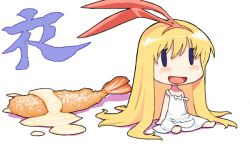 Rule 34 | 00s, amae koromo, animal ears, chibi, crustacean, food, kanji, pun, rabbit ears, saki (manga), shrimp, shrimp tempura, solo, tempura, translated