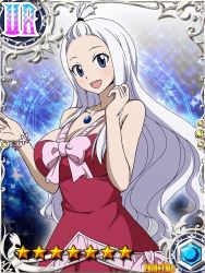 Rule 34 | 1girl, blue eyes, breasts, cleavage, dress, fairy tail, highres, large breasts, long hair, looking at viewer, mirajane strauss, official art, smile