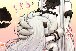 Rule 34 | 10s, 2girls, abyssal ship, ahoge, breasts, claws, detached sleeves, dress, horns, hug, kantai collection, large breasts, lee (colt), long hair, mittens, multiple girls, northern ocean princess, pale skin, ribbed dress, seaport princess, short dress, translation request, white dress, white hair
