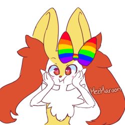Rule 34 | 1girl, :3, animal ear fluff, animal ears, artist name, blush, blush stickers, bow, braixen, closed mouth, creatures (company), female focus, fox ears, furry, furry female, game freak, gen 6 pokemon, hair bow, hands on own cheeks, hands on own face, happy, heart, heart-shaped pupils, highres, jpeg artifacts, mezmaroon, nintendo, pokemon, pokemon (creature), red eyes, signature, simple background, smile, solo, symbol-shaped pupils, upper body, white background