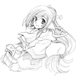 Rule 34 | 1girl, absurdly long hair, ainu clothes, animal ears, aquaplus, breasts, closed mouth, eyes visible through hair, greyscale, hair between eyes, hair ornament, hair over one eye, kuon (utawarerumono), long hair, long sleeves, looking at viewer, low-tied long hair, monochrome, ponytail, raised eyebrows, scarf, sidelocks, small breasts, smile, solo, swept bangs, upper body, utawarerumono, utawarerumono: itsuwari no kamen, very long hair, wide sleeves