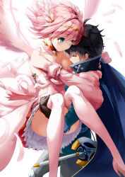 Rule 34 | 1boy, 1girl, absurdres, asalilysuke, blue eyes, breasts, highres, large breasts, pink hair, pink thighhighs, princess connect!, skirt, tagme, thighhighs, yui (princess) (princess connect!), yui (princess connect!), yuuki (princess connect!)