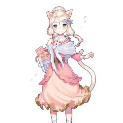 Rule 34 | 1girl, animal ears, aqua eyes, artist request, bag, blue eyes, blush, braid, braided bun, buttons, cat ears, cat tail, circlet, closed mouth, dress, eyebrows, french braid, frills, front-tie top, full body, hair bun, hair ornament, hair tubes, hand on own chest, hand up, handbag, happy, holding, lace, light smile, long hair, long sleeves, looking at viewer, official art, parted bangs, perisia blue, petals, pink dress, pinstripe pattern, plaid, puffy sleeves, sash, shawl, short hair with long locks, single hair bun, sleeve cuffs, smile, socks, solo, standing, striped, swept bangs, tail, transparent background, turtleneck, uchi no hime-sama ga ichiban kawaii, vertical stripes, white hair, white socks
