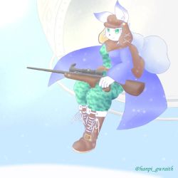 Rule 34 | artist request, boots, rabbit, furry, green eyes, hat, highres, sniper