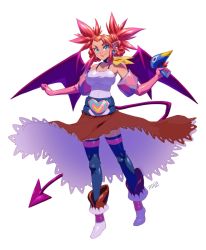 Rule 34 | 1girl, bad id, bad tumblr id, bat wings, boots, braid, breasts, chimerism, corset, demon girl, disgaea, dragon quest, dragon quest viii, dress, elbow gloves, etna (disgaea), fusion, gloves, jessica albert, knee boots, large breasts, long hair, makai senki disgaea, pantyhose, pink gloves, pointy ears, rebecca streisand, red eyes, red hair, robaato, short shorts, shorts, solo, strapless, strapless dress, thighhighs, thighhighs over pantyhose, twintails, wild arms, wild arms 5, wings