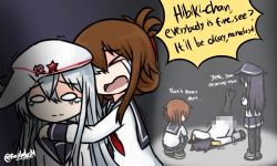 Rule 34 | 10s, 1boy, 4girls, ; ;, admiral (kancolle), akatsuki (kancolle), anal, anal object insertion, artist name, black legwear, brown hair, censored, comedic object insertion, crying, empty eyes, english text, flat cap, folded ponytail, hammer and sickle, hat, hibiki (kancolle), hug, ikazuchi (kancolle), inazuma (kancolle), kantai collection, mosaic censoring, multiple girls, nanodesu (phrase), object insertion, pleated skirt, purple hair, raythalosm, school uniform, silver hair, skirt, squatting, tears, torpedo, trembling, twitter username, verniy (kancolle)