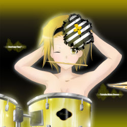 Rule 34 | 00s, 1girl, bad id, bad pixiv id, brown hair, don&#039;t say &quot;lazy&quot;, drum, drum set, drumsticks, female focus, instrument, k-on!, miang, mouth hold, solo, tainaka ritsu