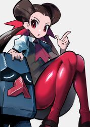 black_hair creatures_(company) game_freak gen_3_pokemon nintendo nosepass pokemon pokemon_(creature) pokemon_rse red_eyes roxanne_(pokemon) shakeeeeeeeee twintails