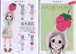 Rule 34 | 1girl, bag, barasui, child, food, fruit, glasses, highres, holding, holding food, holding fruit, ichigo mashimaro, non-web source, sakuragi matsuri, strawberry
