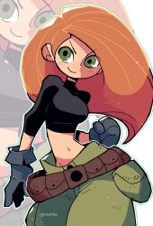 Rule 34 | 1girl, absurdres, breasts, disney, green eyes, highres, kim possible, kim possible (series), large breasts, long hair, orange hair, rariatto (ganguri), thick thighs, thighs, wide hips