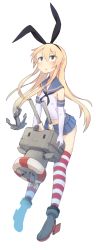 Rule 34 | 10s, 1girl, :o, anchor hair ornament, bare shoulders, blonde hair, blue eyes, blush, cannon, elbow gloves, full body, gloves, hair ornament, hairband, innertube, kantai collection, lifebuoy, long hair, looking up, metindone, navel, neckerchief, open mouth, parted lips, pleated skirt, rensouhou-chan, robot, sailor collar, school uniform, serafuku, shimakaze (kancolle), shirt, sidelocks, simple background, skirt, sleeveless, sleeveless shirt, solo, striped clothes, striped thighhighs, swim ring, thighhighs, white background, white shirt, zettai ryouiki, | |