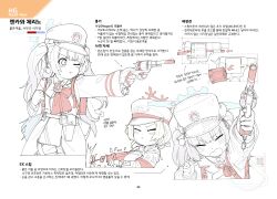 1girl absurdres blue_archive blue_halo cherino_(blue_archive) flukhan gun halo handgun highres holding holding_gun holding_weapon information_sheet korean_text nagant_m1895 reloading revolver weapon weapon_focus