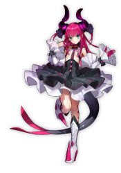 Rule 34 | 10s, 1girl, asymmetrical horns, blue eyes, boots, detached sleeves, diamond (shape), elizabeth bathory (fate), elizabeth bathory (fate/extra ccc), elizabeth bathory (first ascension) (fate), fate/extella, fate/extra, fate/extra ccc, fate (series), full body, hair ribbon, highres, horns, knee boots, official art, pink hair, pointy ears, pointy footwear, ribbon, shoes, simple background, solo, transparent background, uneven horns, wada arco, white background