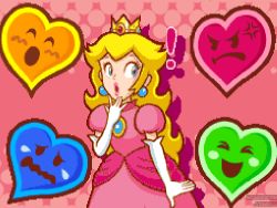 Rule 34 | !, animated, animated gif, blonde hair, blue eyes, crown, dress, heart, long hair, lowres, mario (series), nintendo, princess peach, super mario bros. 1, super princess peach