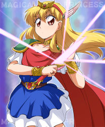 Rule 34 | 1990s (style), akazukin chacha, blonde hair, highres, light, magical princess, standing, sword, weapon