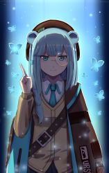 Rule 34 | 1girl, animal ears, aqua hair, aqua necktie, arknights, bear ears, bear girl, beret, blue eyes, book, braid, brown hat, brown jacket, brown vest, collared shirt, extra ears, flower, hair flower, hair ornament, hat, highres, holding, holding book, istina (arknights), jacket, long hair, looking at viewer, monocle, necktie, open clothes, open jacket, pink pupils, semi-rimless eyewear, shirt, solo, star (symbol), star hair ornament, under-rim eyewear, upper body, vest, zhadao lza