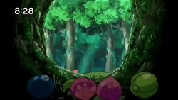 Rule 34 | 1boy, 1girl, animated, animated gif, ash ketchum, berry, creatures (company), game freak, green eyes, green hair, lowres, mallow (pokemon), nintendo, pokemon, pokemon (anime), pokemon sm, pokemon sm (anime), standing on shoulders, tree