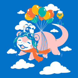 Rule 34 | alternate color, balloon, blue sky, cloud, cloudy sky, creatures (company), cuhelski, day, drifloon, floating, game freak, gen 1 pokemon, gen 3 pokemon, gen 4 pokemon, nintendo, no humans, outdoors, pokemon, pokemon (creature), pokemon on head, scarf, shiny pokemon, sky, slowpoke, swablu