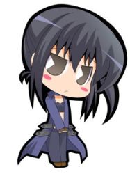 Rule 34 | 428, alphard (canaan), black hair, blush, brown eyes, canaan (series), chibi, chunsoft, coat, fingerless gloves, gloves, lowres, pac-man eyes, ponytail, solo, suntail, trench coat